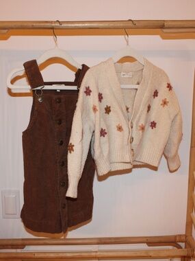 Rylee + Cru Corduroy Dress and Floral Cardigan (2-3T)